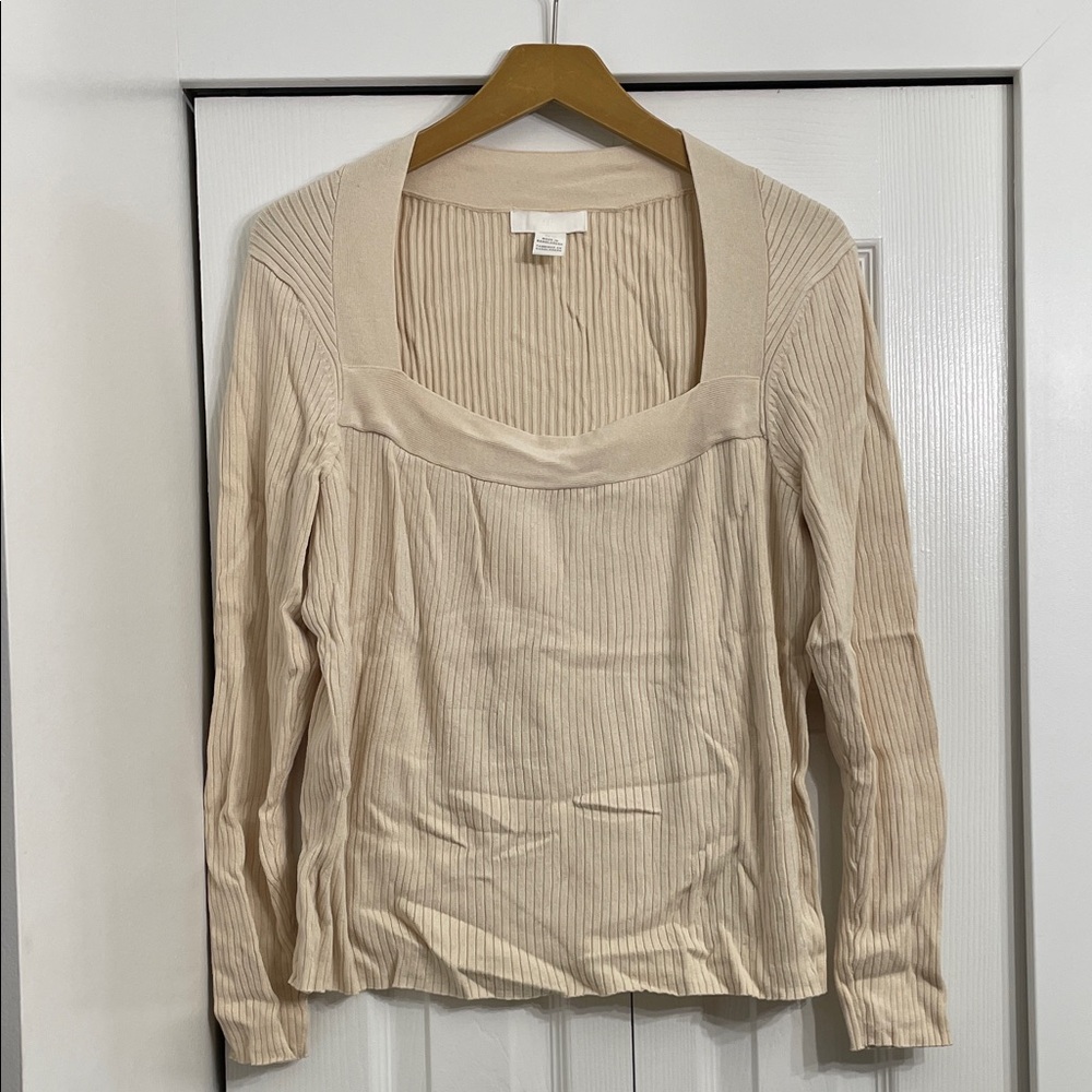 H&M Cream Ribbed Women's Top